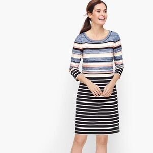 Talbots Colorful Stripe 3/4 Sleeve Dress